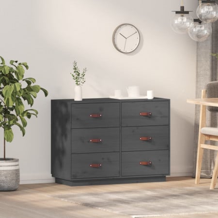 Servantă, gri, 100x40x75 cm, lemn masiv de pin
