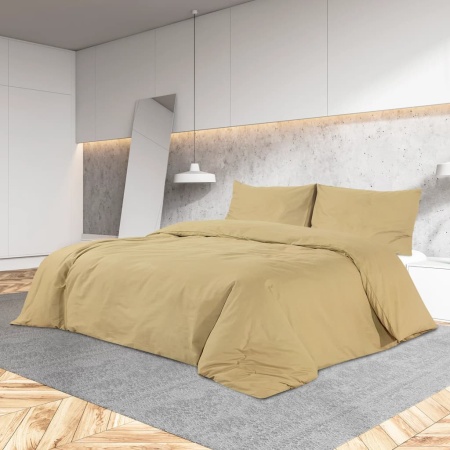 Set cu husă de pilotă, gri taupe, 200x200 cm, microfibră