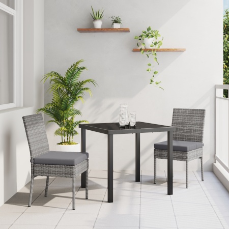 Set de Dining Grădină 3 Piese Gri Ratan Poli