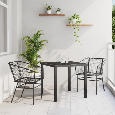 Set de Mobilier de Grădină 3 Piese Negru Poliratan - Img 1