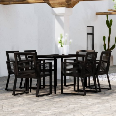 Set de mobilier pentru grădină, 7 piese, negru