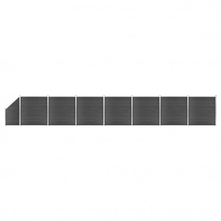 Set de panouri de gard, negru, 1311x(105-186) cm, WPC - Img 1