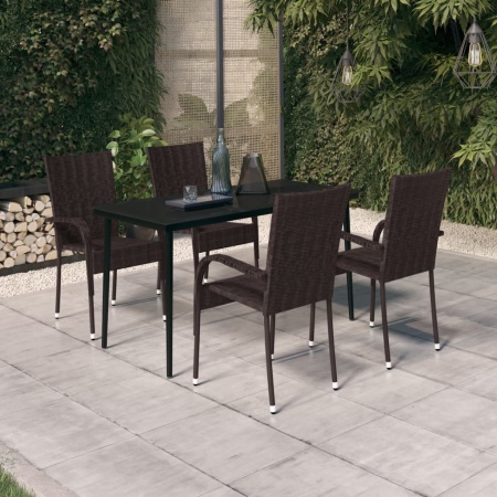 Set de servit masa pentru grădină, 5 piese, maro și negru