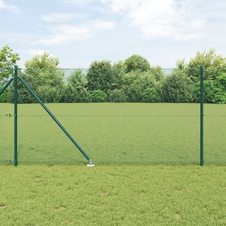 Set de stâlpi de gard Set de 2 Verde Metal acoperit cu PVC