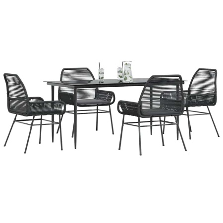 Set de sufragerie de grădină 5 piese neagră Sticlă Poly Rattan