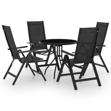 Set mobilier bistro, 5 piese, negru și antracit