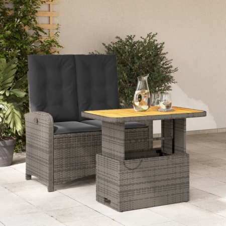 Set mobilier de grădină cu perne, 2 piese, gri, poliratan