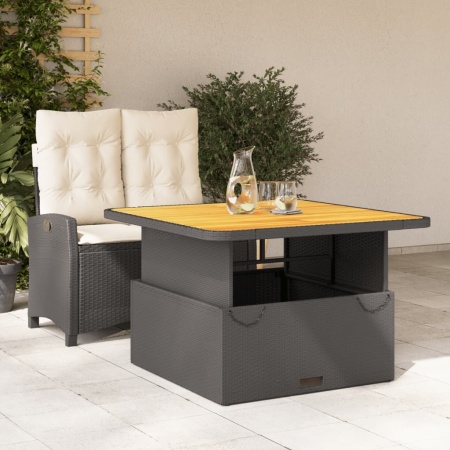 Set mobilier de grădină cu perne, 2 piese, negru, poliratan