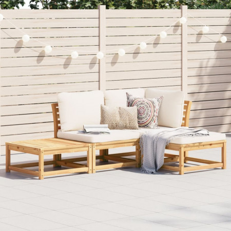 Set mobilier de grădină cu perne, 4 piese, lemn masiv de acacia