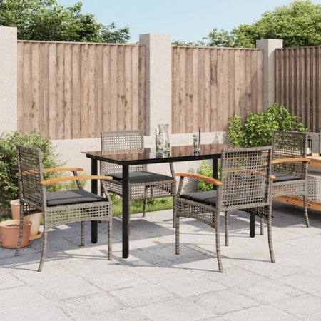 Set mobilier de grădină cu perne, 5 piese, gri, poliratan