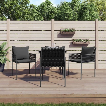 Set mobilier de grădină cu perne, 5 piese, poliratan și oțel