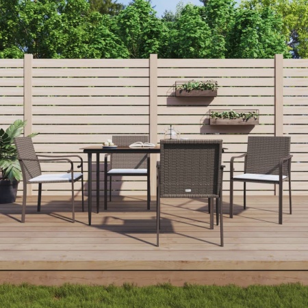 Set mobilier de grădină cu perne, 5 piese, poliratan și oțel