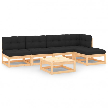 Set mobilier de grădină cu perne, 6 piese, lemn masiv pin