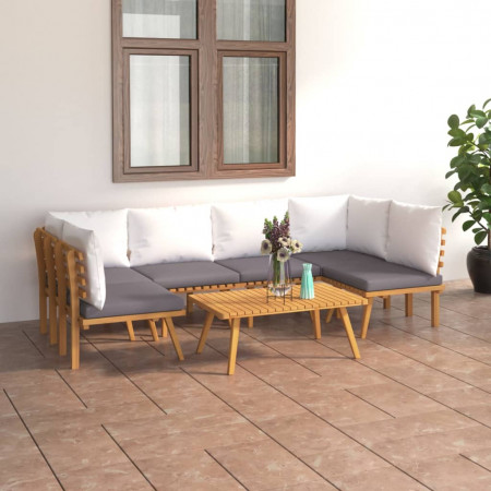 Set mobilier de grădină cu perne, 7 piese, lemn masiv acacia