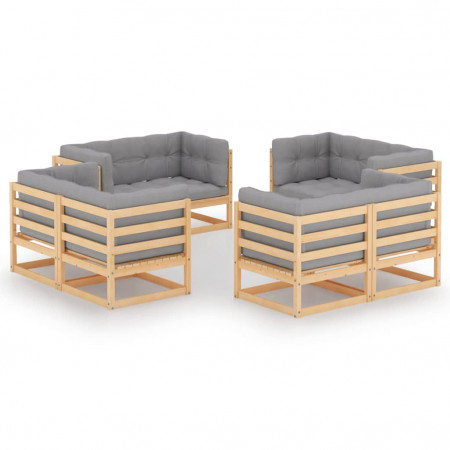 Set mobilier de grădină cu perne, 8 piese, lemn masiv de pin