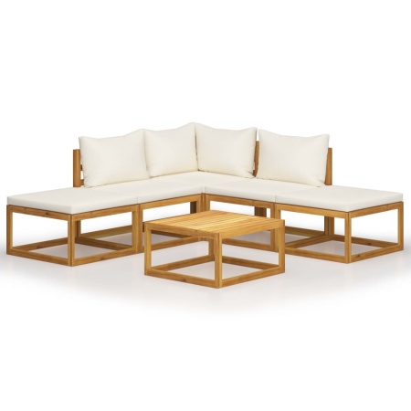 Set mobilier grădină cu perne, 6 piese, lemn masiv acacia