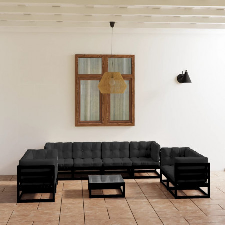 Set mobilier grădină cu perne, 9 piese, lemn masiv pin
