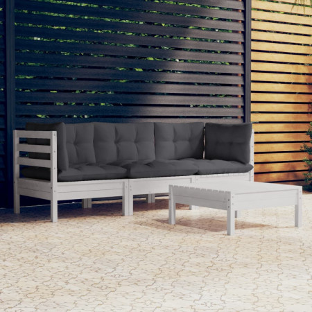Set mobilier grădină cu perne antracit, 4 piese, lemn de pin