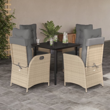 Set mobilier pentru grădină, 5 piese, cu perne, bej, poliratan