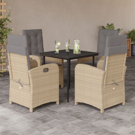 Set mobilier pentru grădină, 5 piese, cu perne, bej, poliratan