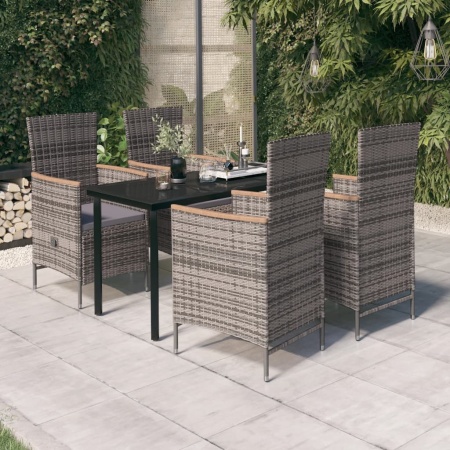 Set mobilier pentru grădină, cu perne, 5 piese, gri