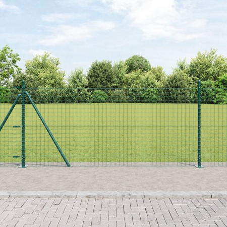 Stâlpi de gard cu plăci de bază 13 pcs Ø32mm 110cm oțel galvanizat