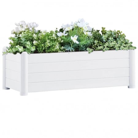 Strat înălțat de grădină, alb, 100 x 43 x 35 cm, PP