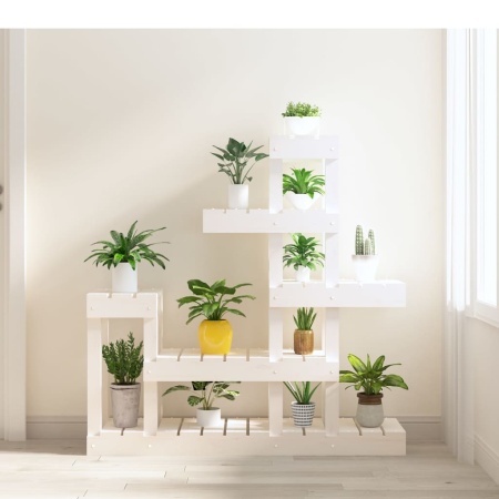 Suport pentru plante, alb,92x25x97 cm, lemn masiv de pin