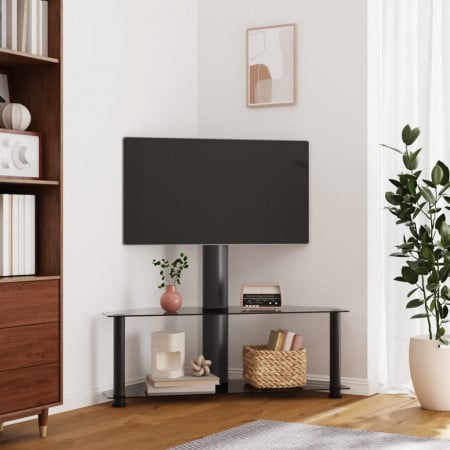 Suport TV de colț cu 2 niveluri pentru 32-70 inchi, negru