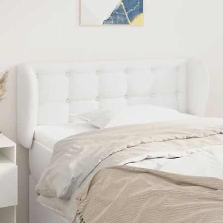 Tăblie de pat cu aripioare alb 103x23x78/88 cm piele ecologică