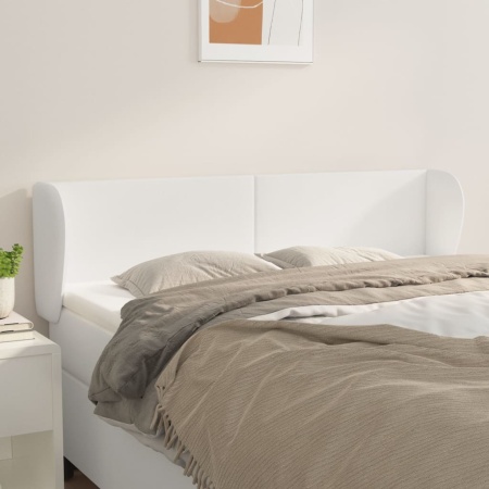 Tăblie de pat cu aripioare, alb, 147x23x78/88cm piele ecologică