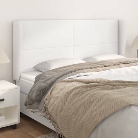 Tăblie de pat cu aripioare, alb, 183x23x118/128 cm, piele eco
