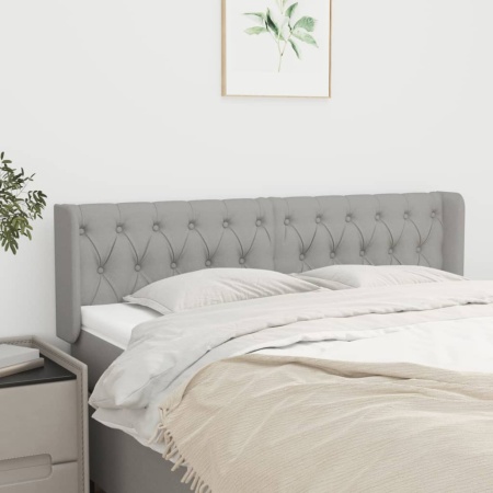 Tăblie de pat cu aripioare gri deschis 163x16x78/88 cm textil