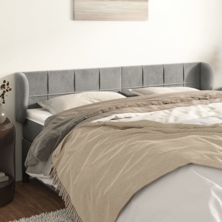 Tăblie de pat cu aripioare gri deschis 163x23x78/88 cm catifea