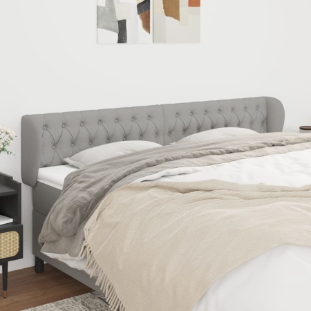 Tăblie de pat cu aripioare gri deschis 183x23x78/88 cm textil