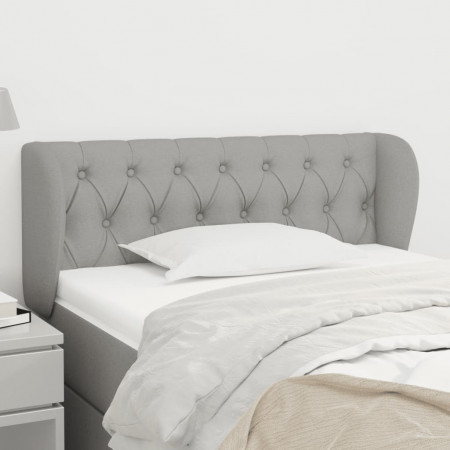 Tăblie de pat cu aripioare gri deschis 93x23x78/88 cm textil