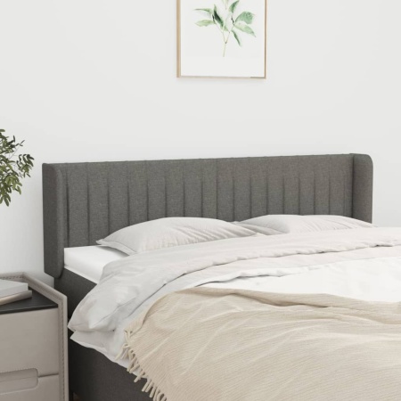 Tăblie de pat cu aripioare gri închis 147x16x78/88 cm textil