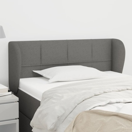 Tăblie de pat cu aripioare gri închis 93x23x78/88 cm textil