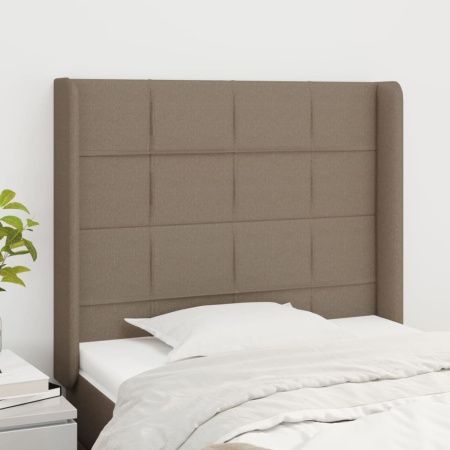Tăblie de pat cu aripioare gri taupe 103x16x118/128 cm textil