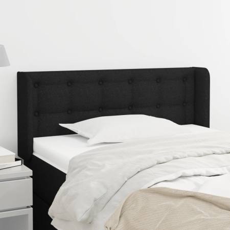 Tăblie de pat cu aripioare negru 83x16x78/88 cm textil