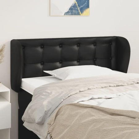 Tăblie de pat cu aripioare negru 93x23x78/88 cm piele ecologică