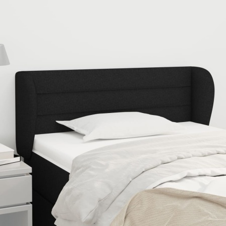Tăblie de pat cu aripioare negru 93x23x78/88 cm textil