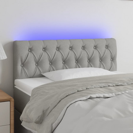 Tăblie de pat cu LED, gri deschis, 100x7x78/88 cm, textil