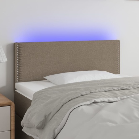 Tăblie de pat cu LED, gri taupe, 100x5x78/88 cm, textil