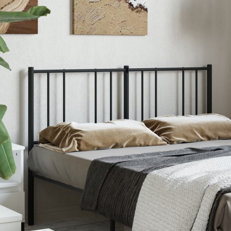 Tăblie de pat metalică, negru, 140 cm - Img 1