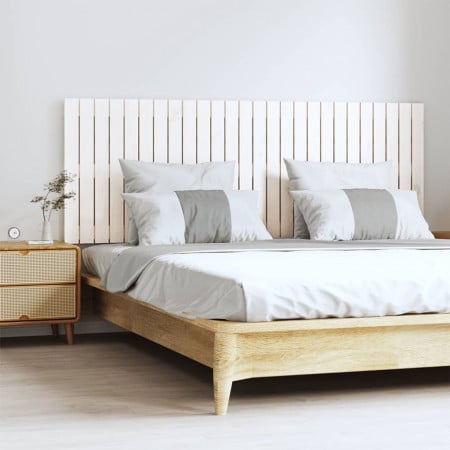 Tăblie de pat pentru perete, alb, 166x3x60 cm, lemn masiv pin