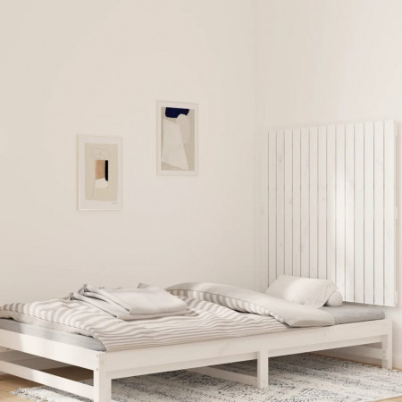 Tăblie de pat pentru perete, alb, 95,5x3x90 cm, lemn masiv pin