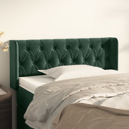 Tăblie pat cu aripioare verde închis 93x16x78/88 cm catifea