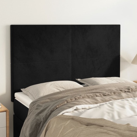 Tăblii de pat, 4 buc, negru, 72x5x78/88 cm, catifea