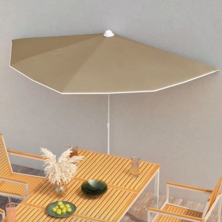 Umbrelă de grădină cu stâlp, gri taupe, 180x90 cm, semirotundă